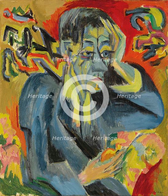 Portrait of the poet Leonhard Frank, 1917. Creator: Kirchner, Ernst Ludwig (1880-1938).