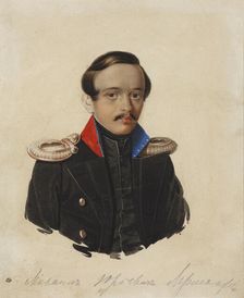 Portrait of the poet Mikhail Yuryevich Lermontov (1814-1841), 1839-1840