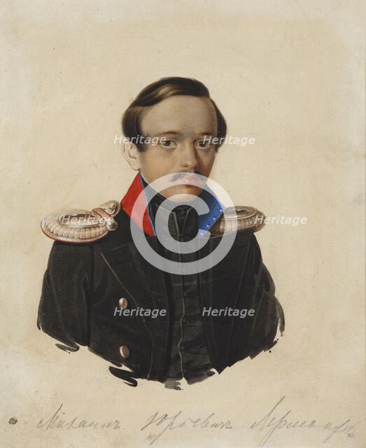 Portrait of the poet Mikhail Yuryevich Lermontov (1814-1841), 1839-1840.