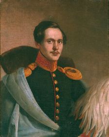 Portrait of the poet Mikhail Lermontov (1814-1841), 1834. Artist: Budkin, Philipp Osipovich (1806-1850)
