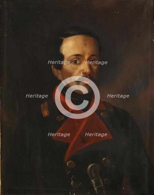 Portrait of the poet Mikhail Lermontov (1814-1841), 1854-1858. Artist: Polivanov, Nikolay Ivanovich (1814-1874)