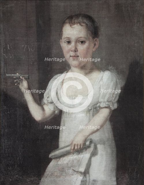 Portrait of the poet Mikhail Lermontov (1814-1841) as Child, 1817-1818. Artist: Anonymous  