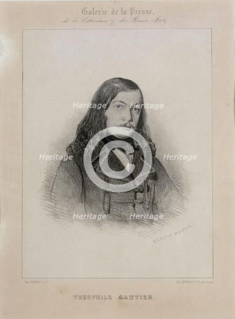 Portrait of the poet Théophile Gautier (1811-1872). Creator: Nanteuil, Célestin François (1813-1873).