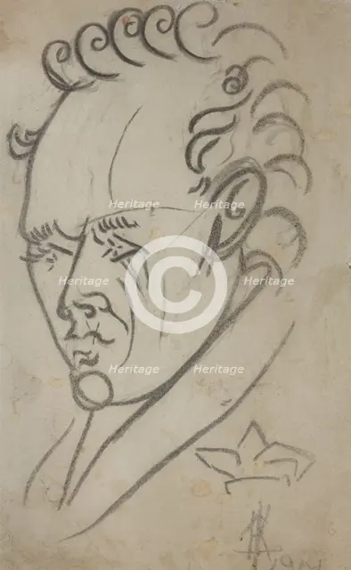 Portrait of the poet Vasili Kamensky (1884-1961), 1913. Creator: Kulbin, Nikolai Ivanovich (1868-1917).