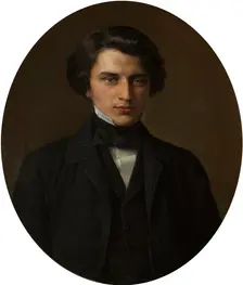 Portrait of the poet Vladimir Zhemchuzhnikov (1830-1884), 1854. Creator: Gorbunov, Kirill Antonovich (1822-1891)