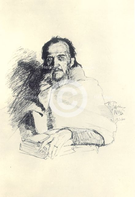 Portrait of the poet Yakov Polonsky (1820-1898), 1896. Artist: Repin, Ilya Yefimovich (1844-1930)