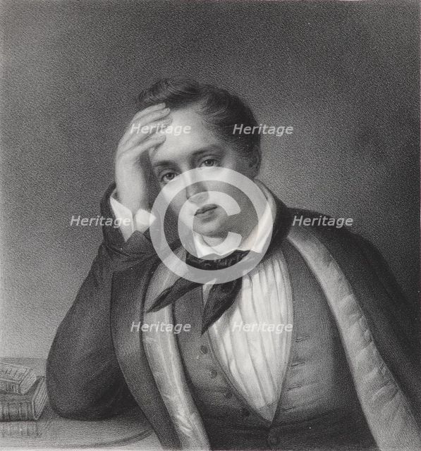 Portrait of the poet Yevgeny Abramovich Baratynsky (1800-1844), 1830s. Artist: Chevalier, Ferdinand (active Mid of 19th cen.)