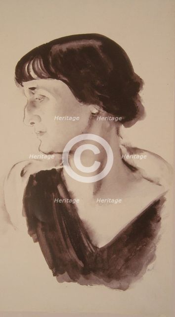 Portrait of the Poetess Anna Akhmatova (1889-1966), 1928. Artist: Tyrsa, Nikolai Andreyevich (1887-1942)