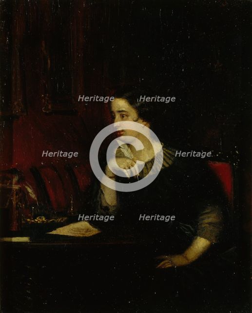 Portrait of the poetess Yevdokia Petrovna Rostopchina (1811-1858), 1850. Artist: Fedotov, Pavel Andreyevich (1815-1852)