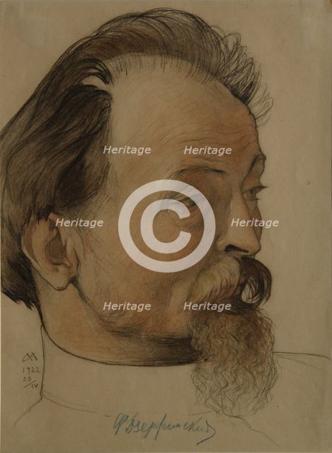 Portrait of the politician Felix E. Dzerzhinsky (1877-1926), the chairman of Cheka, 1922. Artist: Andreev, Nikolai Andreevich (1873-1932)