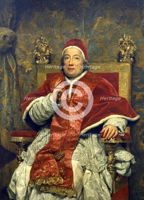 Portrait of the Pope Clement XIII (1693-1769), 1758. Creator: Mengs, Anton Raphael (1728-1779).