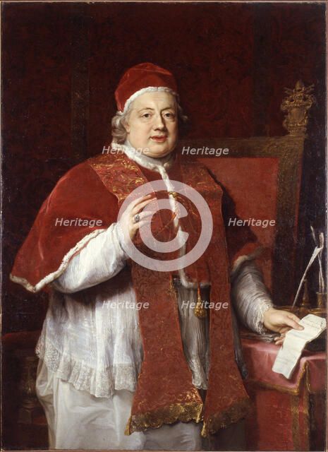 Portrait of the Pope Clement XIII (1693-1769), 1760. Creator: Batoni, Pompeo Girolamo (1708-1787).