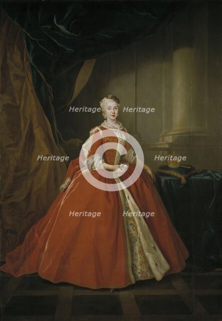 Portrait of the Princess Maria Amalia of Saxony (1724–1760) in Polish costume, 1738. Artist: Silvestre, Louis de (1675-1760)
