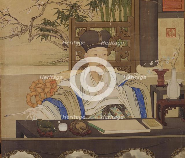 Portrait of the Qianlong Emperor (1711-1799). Creator: Jin Tingbiao (Chin T'ing-piao) (?-1767).