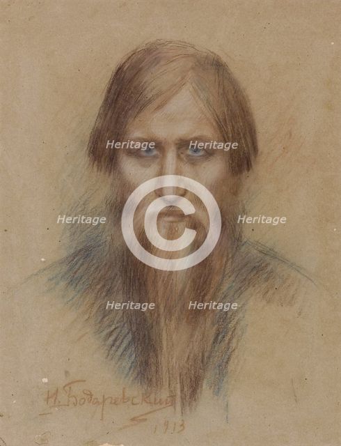 Portrait of the Russian mystic Grigory Rasputin (1869-1916), 1913. Artist: Bodarevsky, Nikolai Kornilovich (1850-1921)