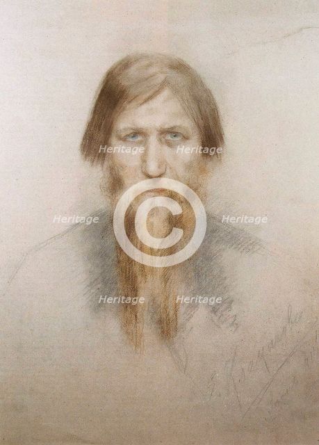 Portrait of the Russian mystic Grigory Rasputin (1869-1916), 1914.