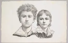 Portrait of the Rabe Children: Hermann, age 14 and Edmond, age 7; verso: proof before corr..., 1822. Creator: Johann Gottfried Schadow