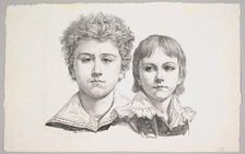 Portrait of the Rabe Children: Hermann, age 14 and Edmond, age 7; verso: proof before corr..., 1822. Creator: Johann Gottfried Schadow