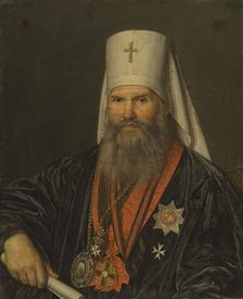 Portrait of the Saint Petersburg Metropolitan Mikhail (Desnitsky) (1762-1821), Early 1820s. Creator: Oleszkiewicz, Józef (1777-1830)