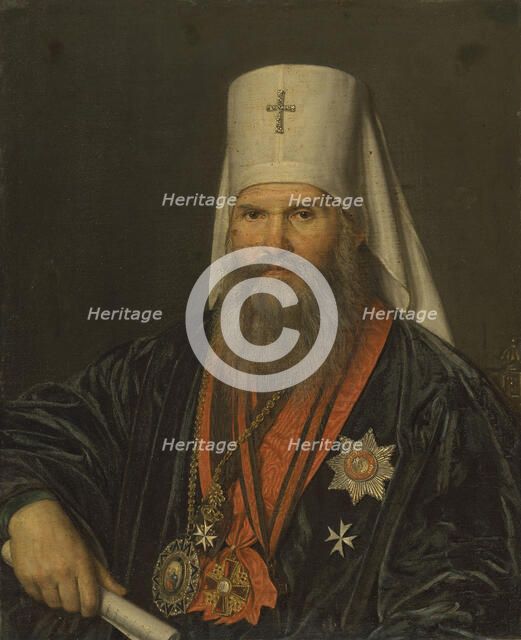 Portrait of the Saint Petersburg Metropolitan Mikhail (Desnitsky) (1762-1821), Early 1820s. Creator: Oleszkiewicz, Józef (1777-1830).
