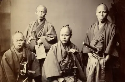 Portrait of the Satsuma Clan Envoys, 1863. Creator: Felice Beato.