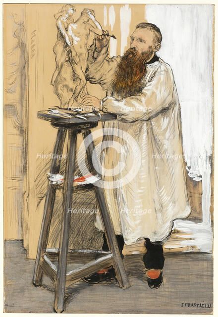 Portrait of the Sculptor Auguste Rodin in his Studio, c. 1889. Creator: Jean Francois Raffaelli.