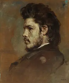 Portrait of the Sculptor Stefan Jarzymowski / Offering of the Crown to Piast-two sided..., c1872. Creator: Witold Pruszkowski