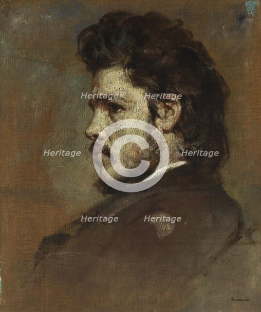 Portrait of the Sculptor Stefan Jarzymowski / Offering of the Crown to Piast-two sided..., c1872. Creator: Witold Pruszkowski.