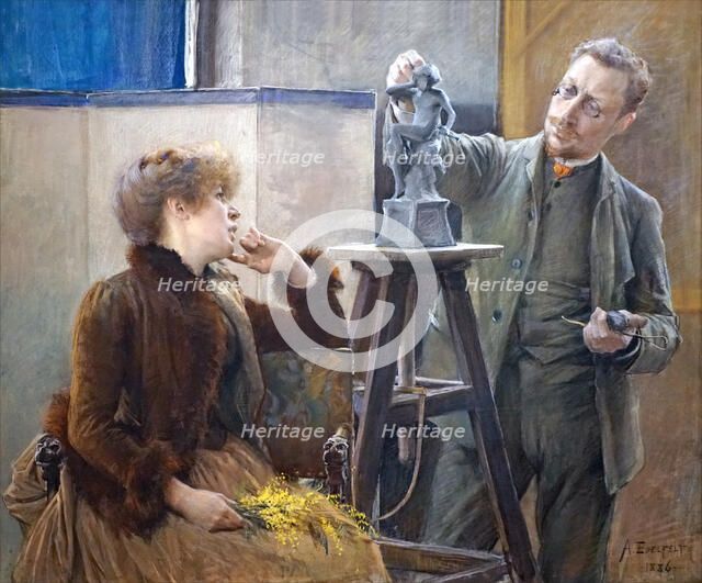 Portrait of the Sculptor Ville Vallgren (1855-1940) and his Wife Antoinette, 1886. Creator: Edelfelt, Albert Gustaf Aristides (1854-1905).