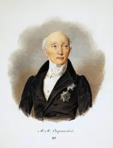 Portrait of the Secretary of State and reformers Count Michail Speransky, (1772-1839), 1839. Creator: Reimers, Ivan Ivanovich (1818-1868)