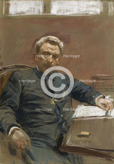Portrait of the silent film actor Alexander Pavlovich Lensky (1847-1908) , 1890s. Creator: Levitan, Isaak Ilyich (1860-1900).