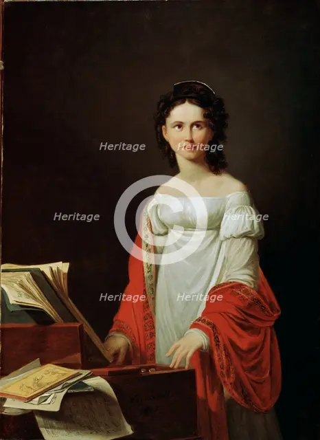 'Portrait of the Singer Anna Borunova', 1821.  Artist: Nicolas de Courteille
