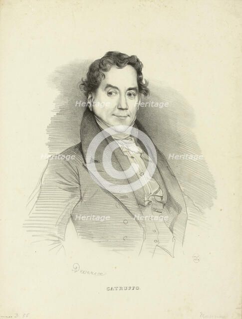 Portrait of the singer and composer Gioseffo Catrufo (1771-1851) , 1830. Creator: Devéria, Achille (1800-1857).