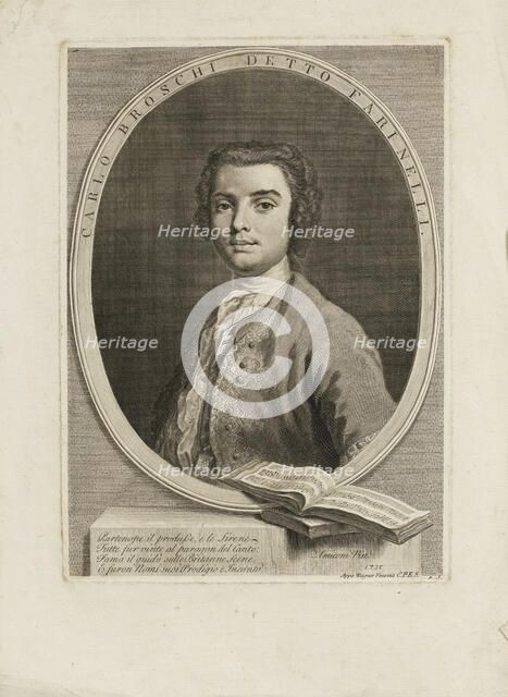 Portrait of the singer Farinelli (Carlo Broschi) (1705-1782), 1735. Artist: Amigoni, Jacopo (1675-1752)