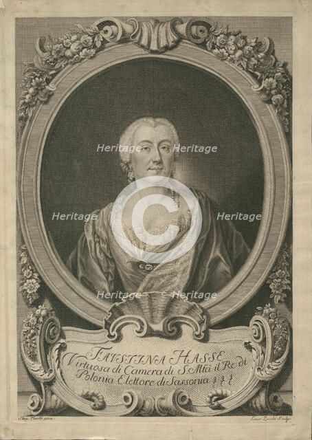 Portrait of the Singer Faustina Hasse, neé Bordoni (1697-1781), c. 1750. Creator: Zucchi, Lorenzo (1704-1779).