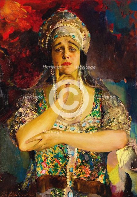 Portrait of the Singer Nadezhda Plevitskaya, 1924. Artist: Malyavin, Filipp Andreyevich (1869-1940)