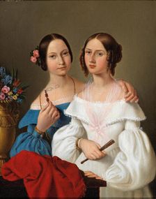Portrait of the sisters Auguste von Luschin (1823-1912) and Caroline von Luschin (1822-1898). Creator: Schiavoni, Giovanni (1804-1848)