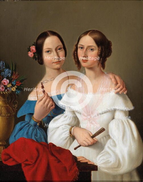 Portrait of the sisters Auguste von Luschin (1823-1912) and Caroline von Luschin (1822-1898). Creator: Schiavoni, Giovanni (1804-1848).
