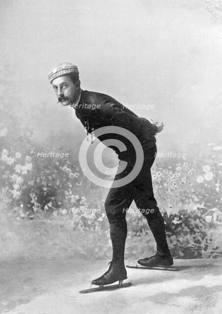 Portrait of the skater EM Syers, 1896. Creator: Symmons & Thiele.