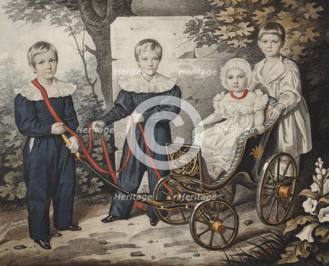 Portrait of the Talyzin children, Early 1830s. Creator: Hampeln, Carl, von (1794-after 1880).