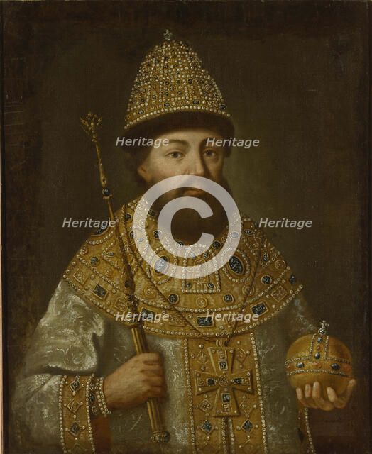 Portrait of the Tsar Alexis I Mikhailovich of Russia (1629-1676), ca 1675. Artist: Anonymous  