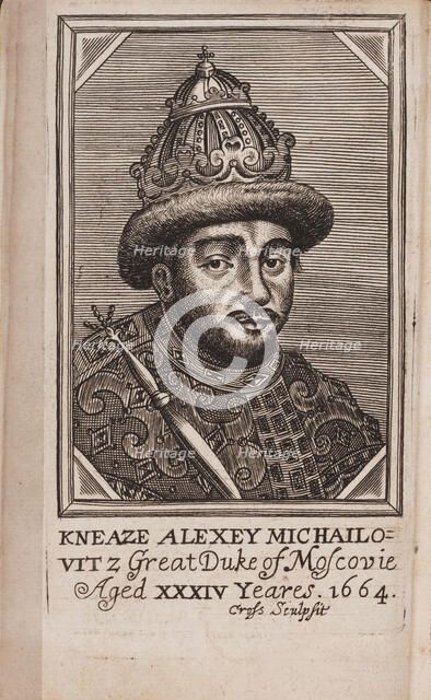 Portrait of the Tsar Alexis I Mikhailovich of Russia (1629-1676) From: The Present State of Russia by Samuel Collins, 1664. Artist: Anonymous  