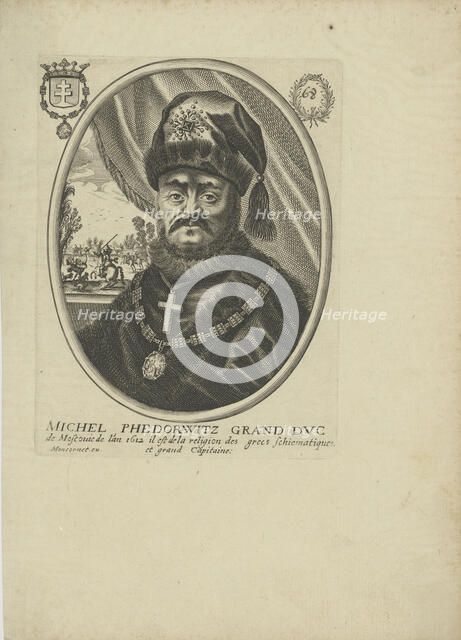 Portrait of the Tsar Michail I Fyodorovich of Russia (1596-1645), um 1640-1650. Creator: Moncornet, Balthazar (1600-1668).