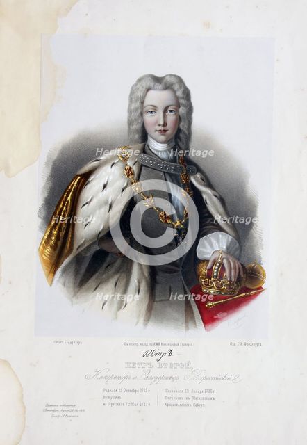 Portrait of the Tsar Peter II of Russia (1715-1730). Artist: Borel, Pyotr Fyodorovich (1829-1898)