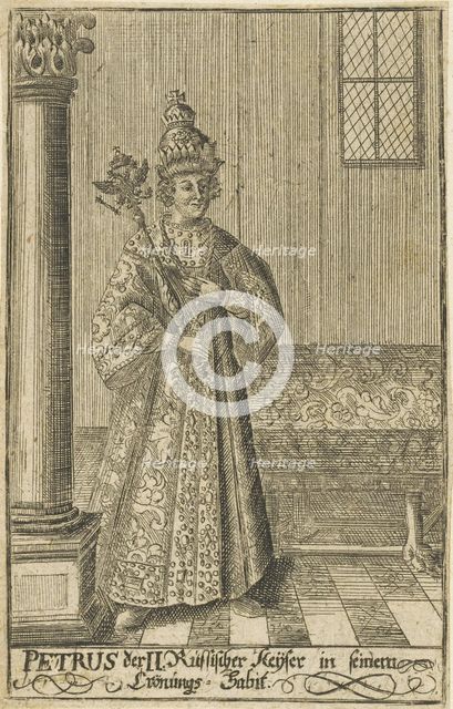 Portrait of the Tsar Peter II of Russia (1715-1730), ca 1730. Creator: Anonymous.