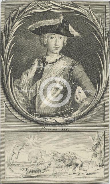 Portrait of the Tsar Peter III of Russia (1728-1762), c. 1750. Creator: Anonymous.