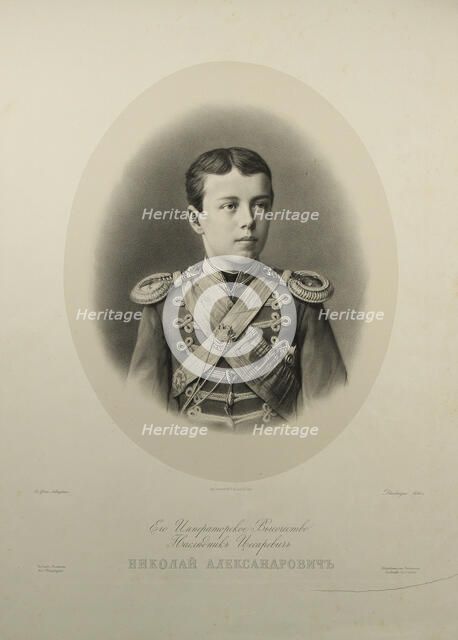 Portrait of the Tsarevich Nikolay Aleksandrovich of Russia (1868-1918). Artist: Dharlingue, Gustave (1839-1902)