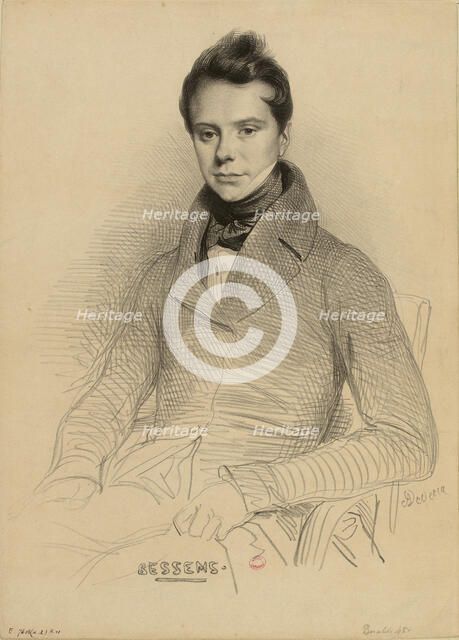 Portrait of the violinist and composer Antoine Bessems (1806-1868), 1832. Creator: Devéria, Achille (1800-1857).