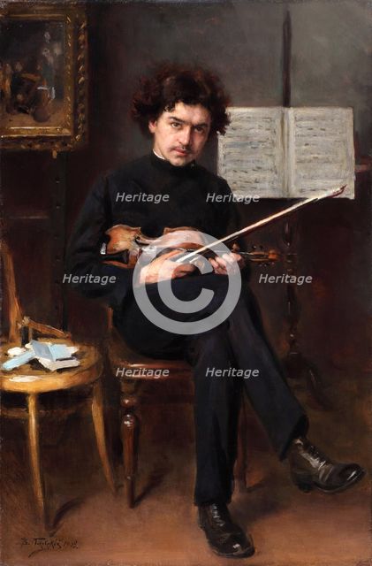 Portrait of the violinist and composer Jan Kubelik (1880-1940), 1908. Artist: Makovsky, Vladimir Yegorovich (1846-1920)