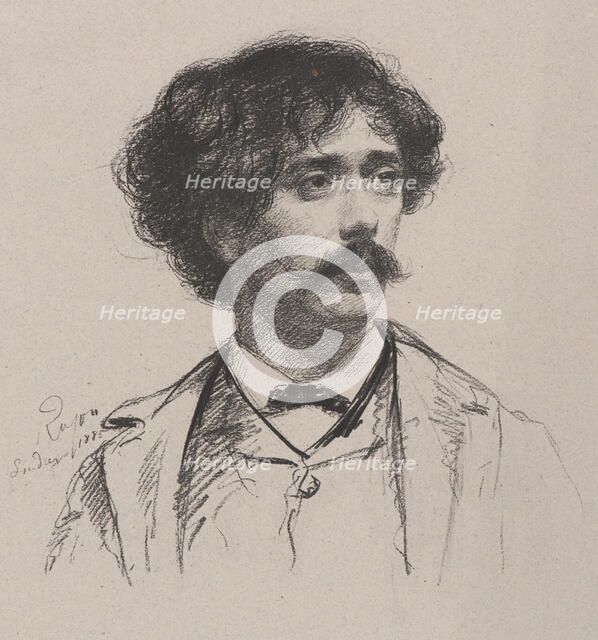 Portrait of the violinist and composer Pablo de Sarasate (1844-1908), 1885. Creator: Rajon, Paul-Adolphe (1842-1888).